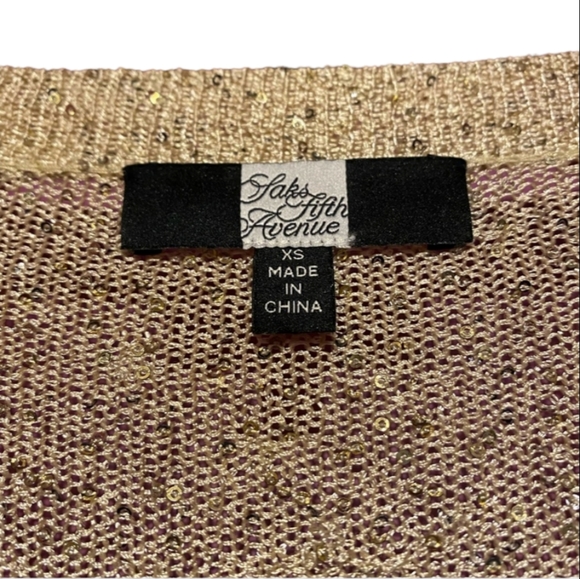 Saks Fifth Ave Gold Sequin Sweater ✨ - Picture 3 of 9
